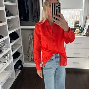 J Crew Women's Red Button-Up Blouse with Camisole 4